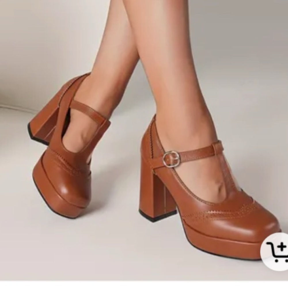 SHEIN Tan Mary Jane Heels